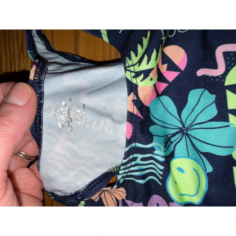 Justice Sport Girls Bra Top Surf Smiley Flower Print Size S 7‎ 8